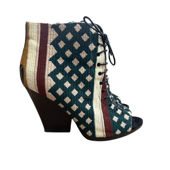 Burberry Prorsum Virginia peep toe tapestry ankle boots size 8 - Picture 2 of 8